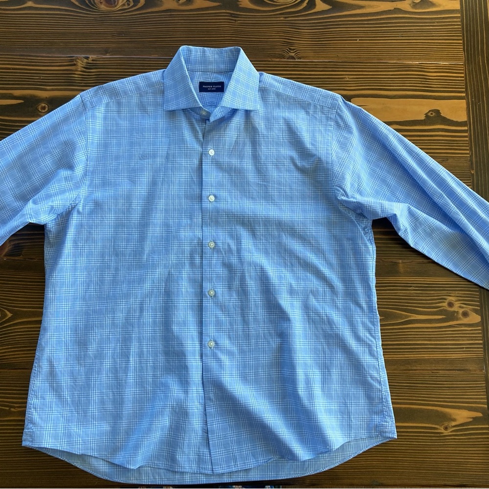 Elegant Blue Plaid Dress Shirt